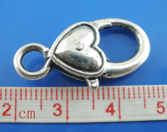 *10* 21x12mm Antique Silver Heart Lobster Clasps
