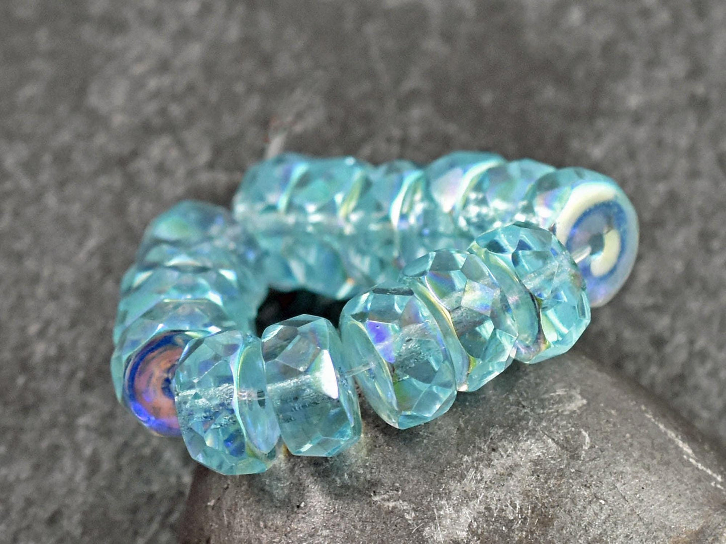 Czech Glass Beads - Rondelle Beads - Heishi Beads - Fire Polished Beads - 6x4mm - 15pcs - (1215)