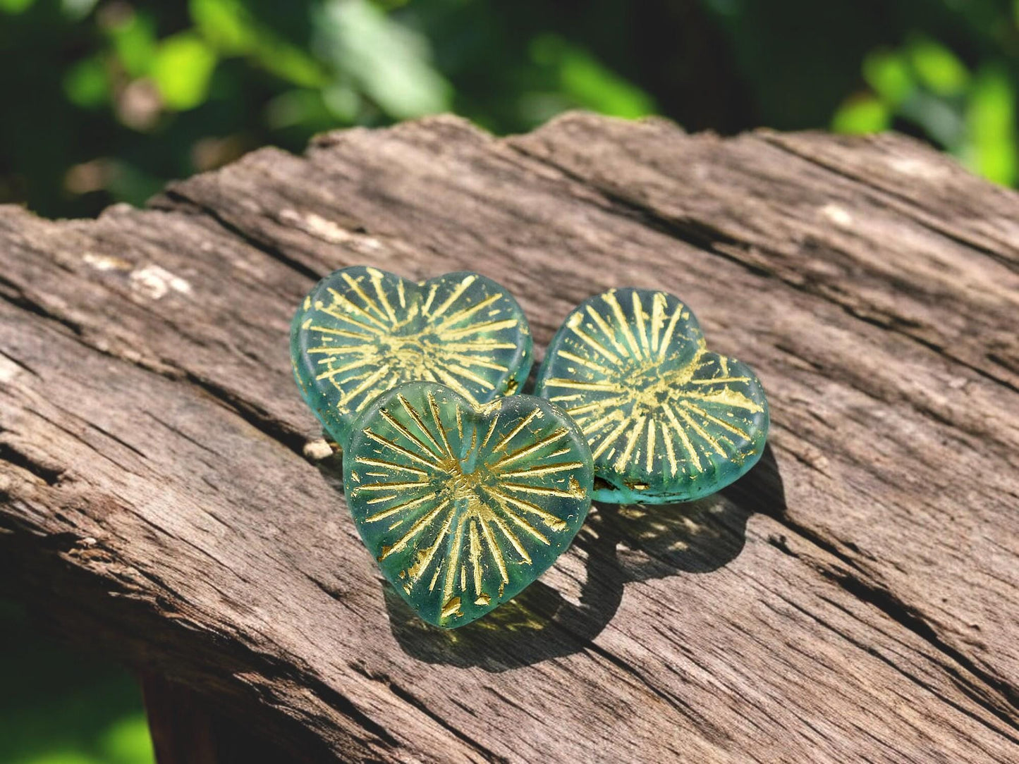 Heart Beads - Czech Glass Beads - New Czech Beads - Focal Beads - 22mm - 4pcs - (B721)