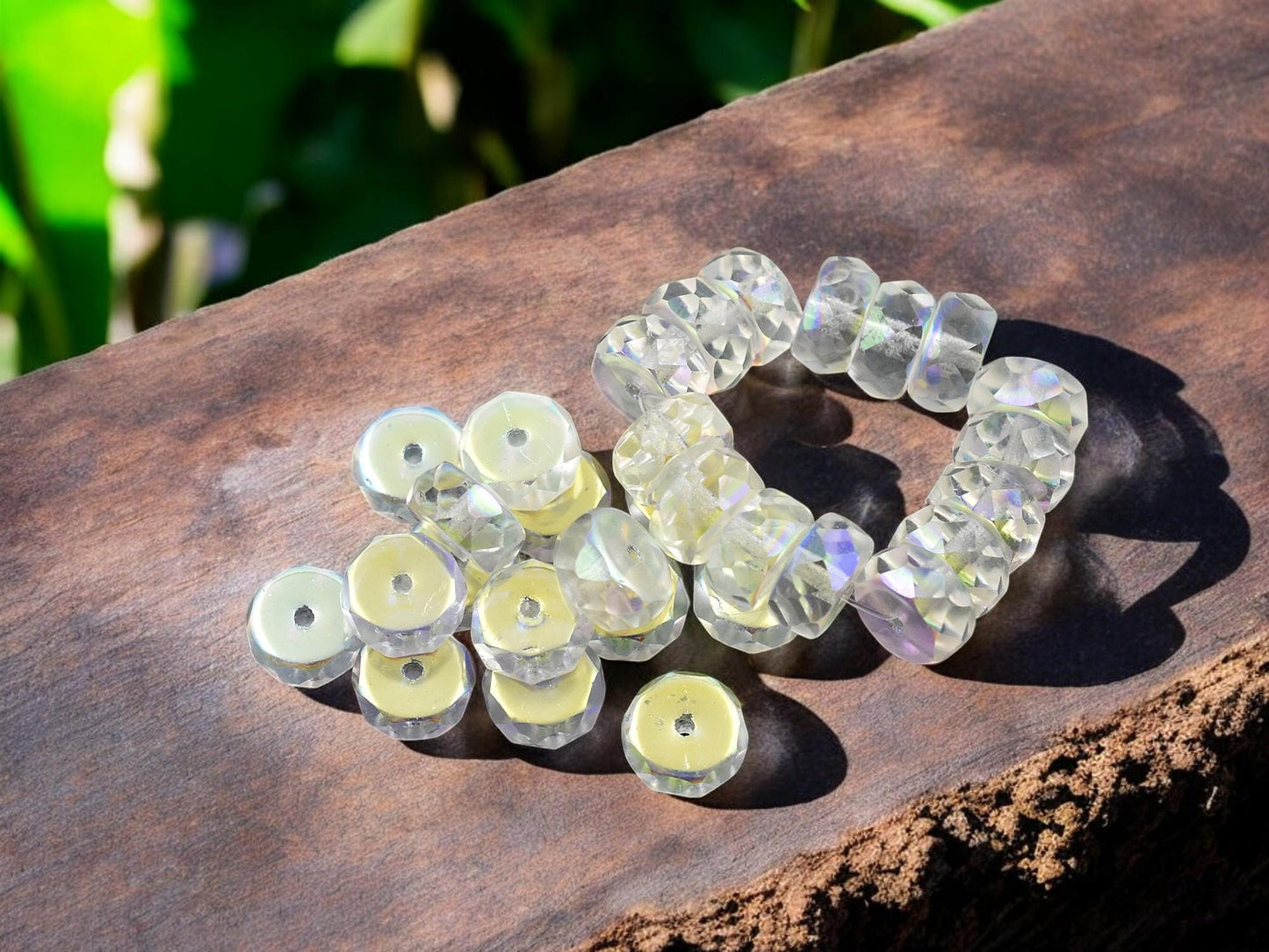 Heishi Beads - Czech Glass Beads - Fire Polished Beads - Rondelle Beads - 6x4mm - 15pcs - (5484)