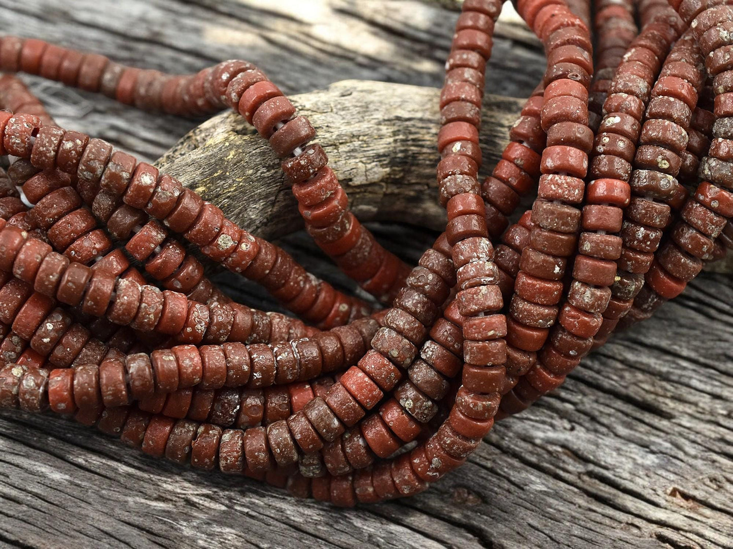 Heishi Beads - Indonesian Beads - Recycled Glass Beads - Spacer Beads - 6x3mm - 20" Strand - (A589)