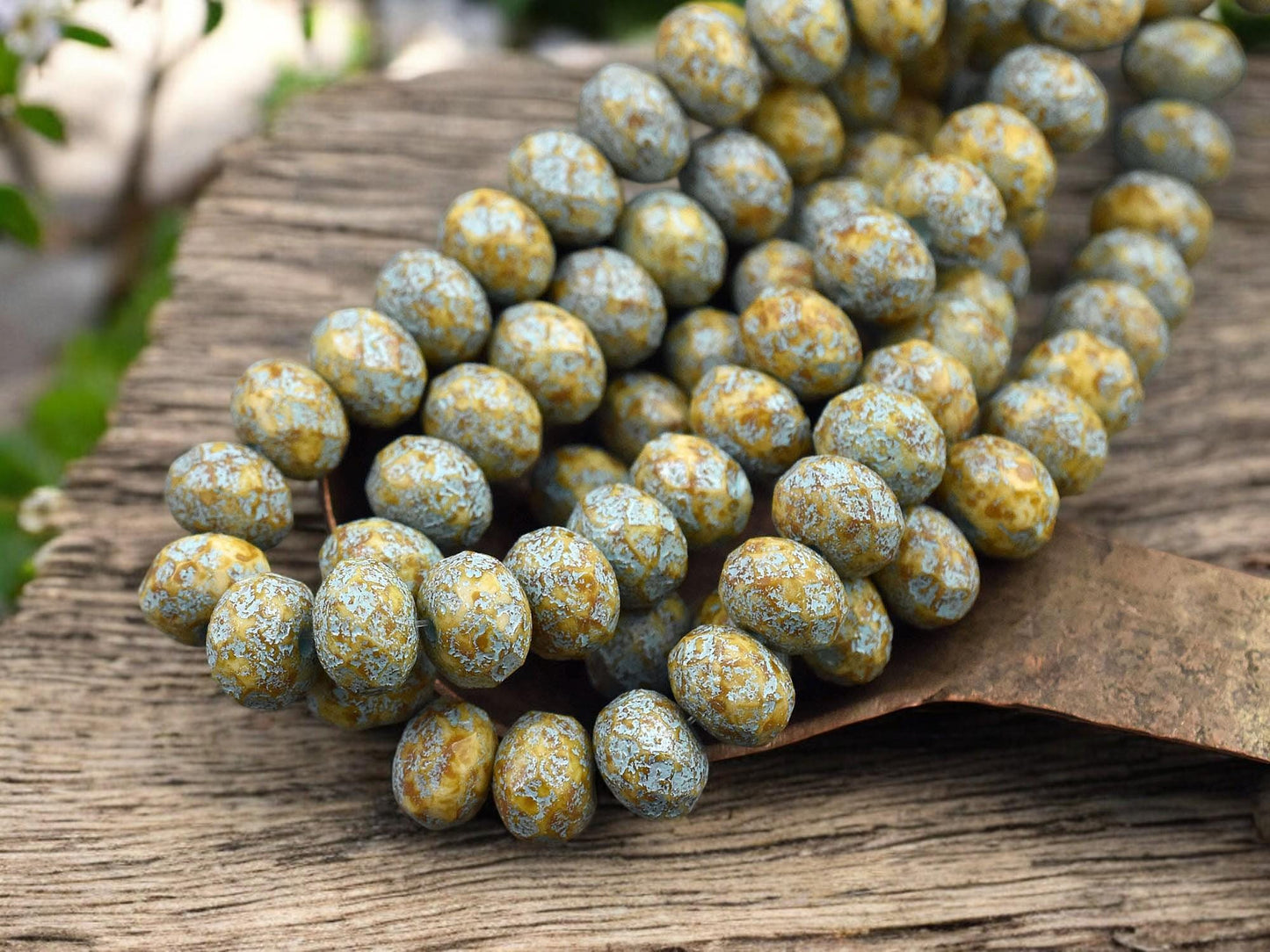 Czech Glass Beads - Rondelle Beads - Picasso Beads - Fire Polished Beads - 6x8mm - (5553)