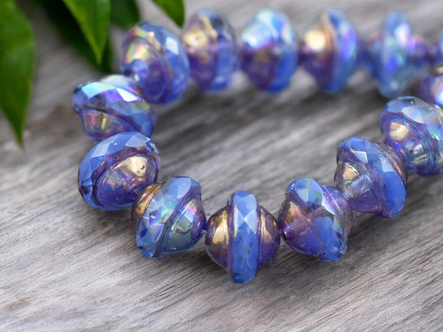 Bronze AB Washed Periwinkle Blue Saturn Beads