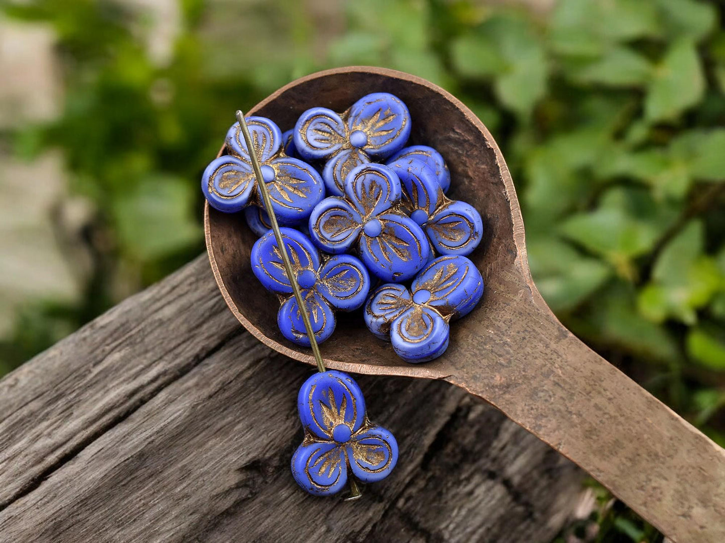 Czech Glass Beads - Flower Beads - Picasso Beads - Floral Beads - 14x12mm - 10pcs (A687)