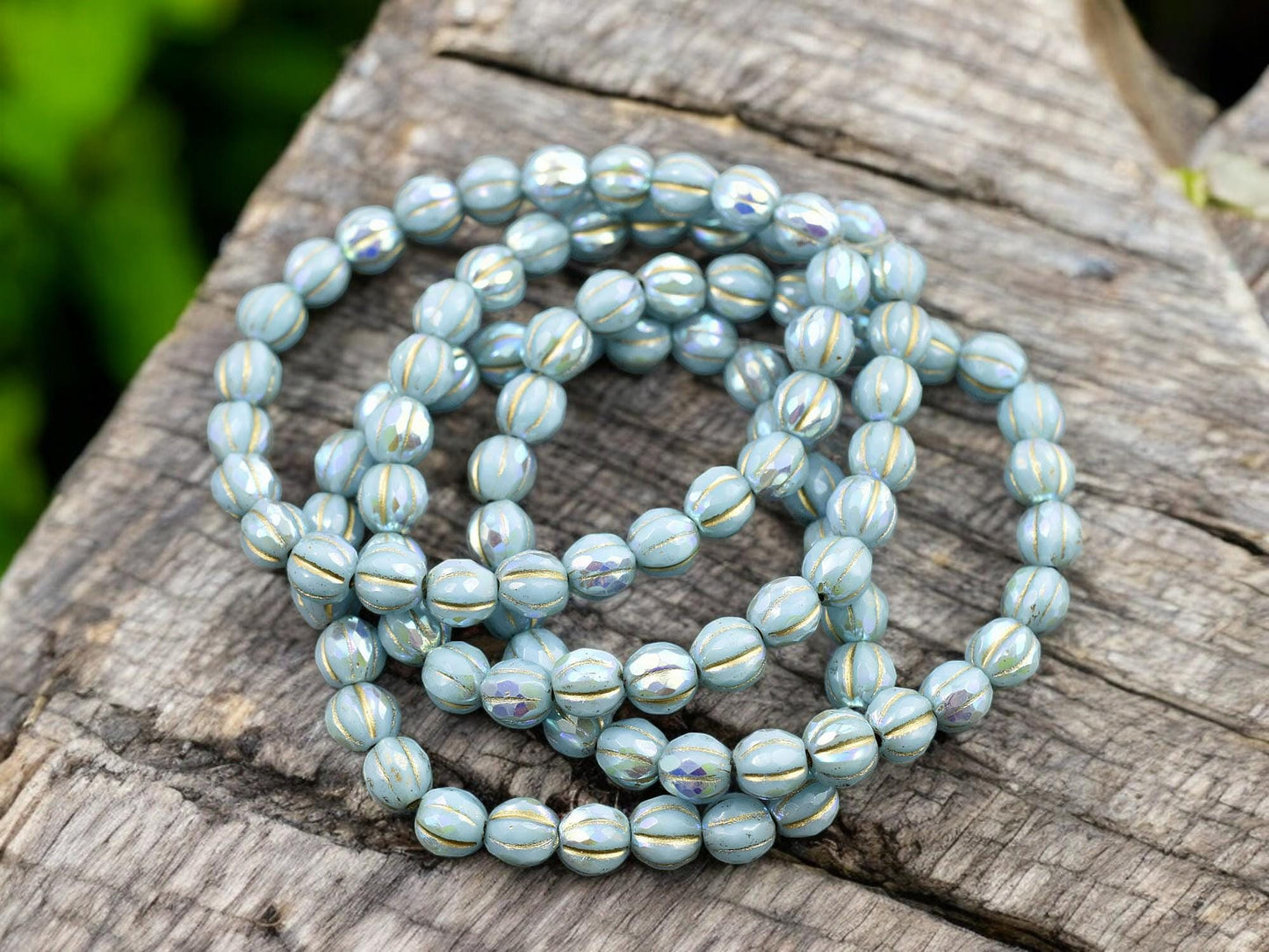 Czech Glass Beads - 6mm Beads - Melon Beads - Faceted Melon - Round Beads - 6mm - 25pcs - (2004)