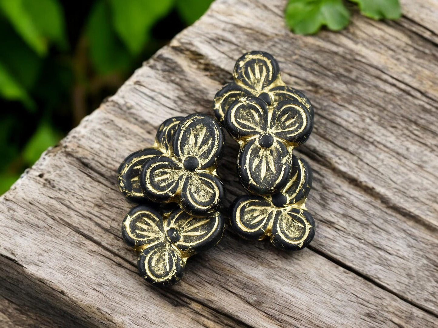 Czech Glass Beads - Flower Beads - Picasso Beads - Floral Beads - 14x12mm - 10pcs - (A90)