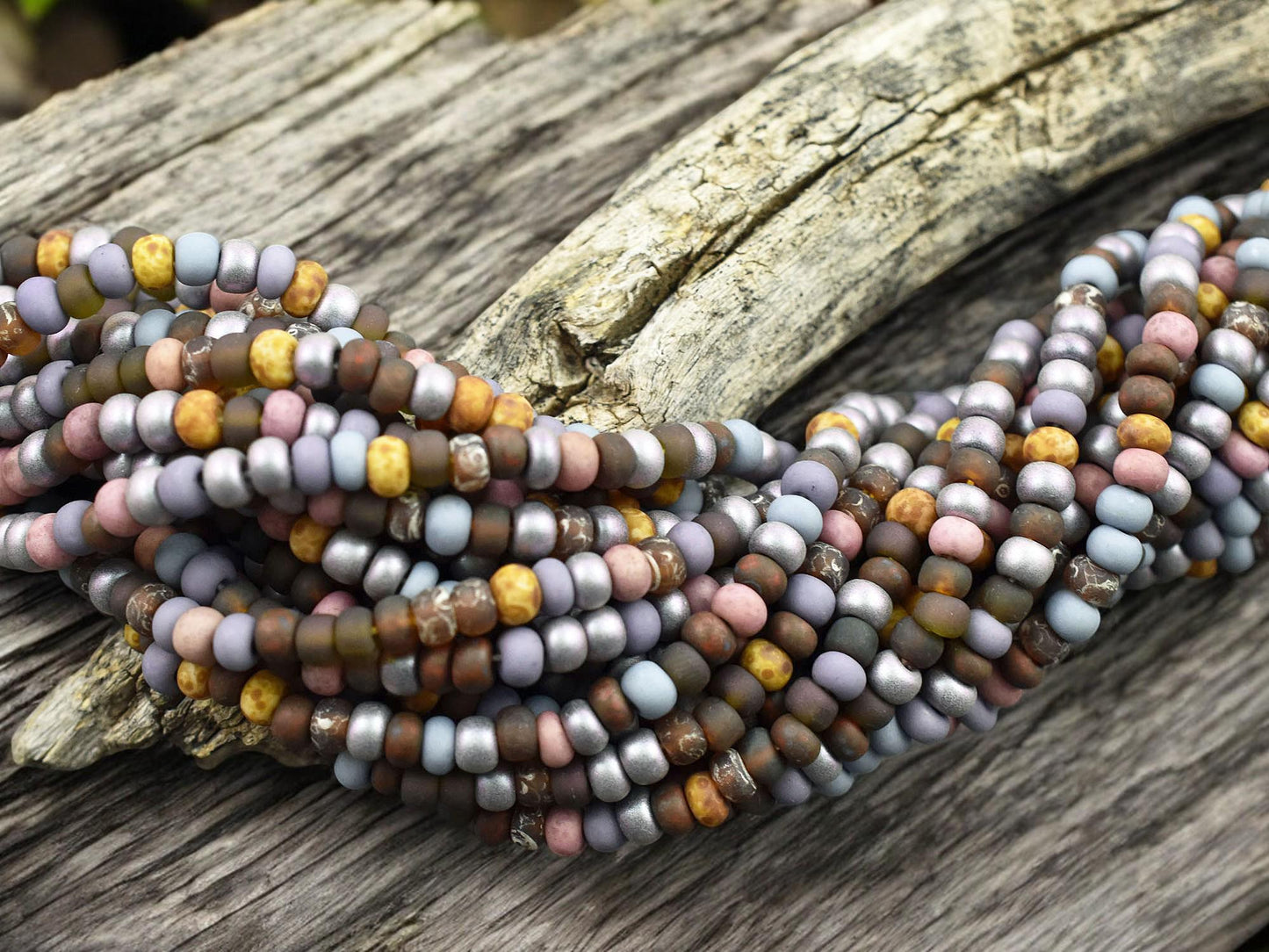 Aged Picasso Beads - Matte Seed Beads - Size 6 Seed Beads - Picasso Seed Beads - Czech Glass Beads - 6/0 - 21" Strand - (B404)