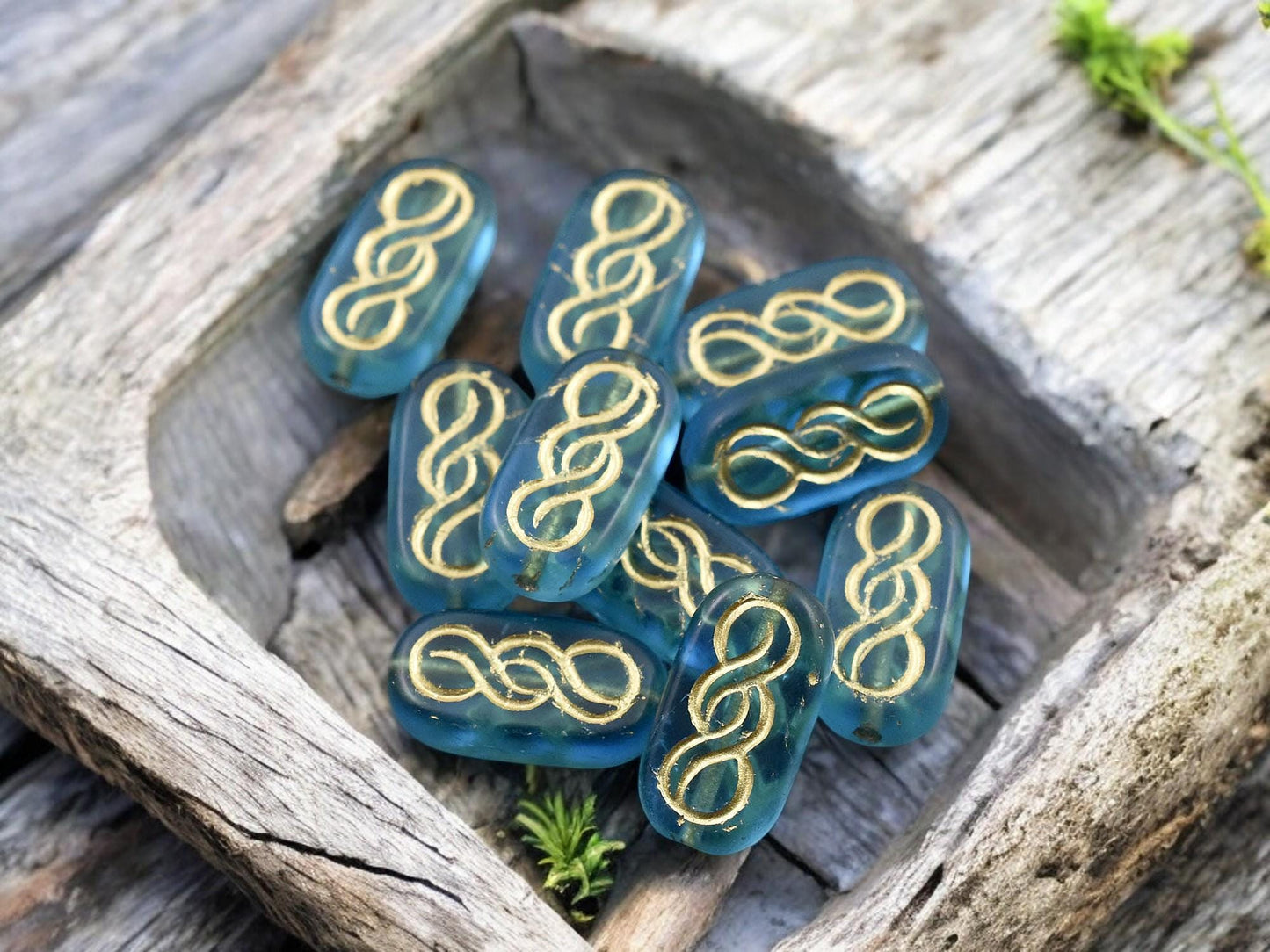 Czech Glass Beads - Infinity Beads - Oval Beads - 18x9mm - 10pcs - (5343)