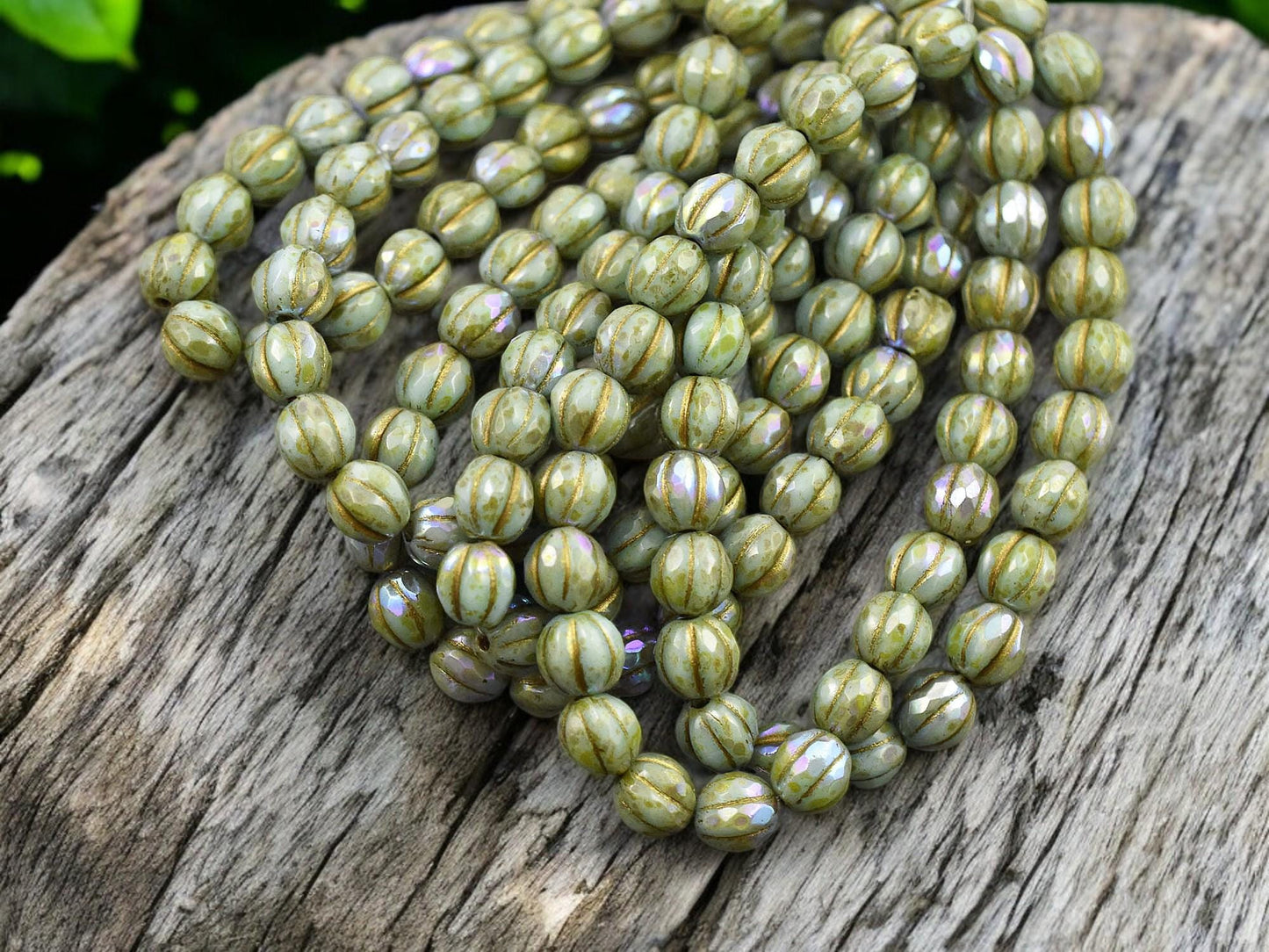 Picasso Beads - Czech Glass Beads - 6mm Beads - Melon Beads - Faceted Melon - Round Beads - 6mm - 25pcs - (4255)