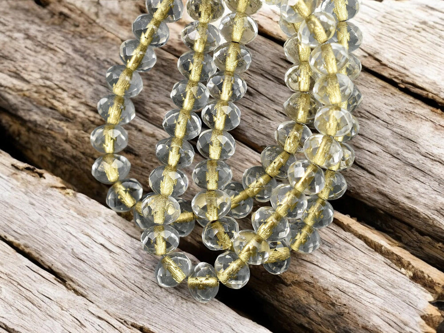 Czech Glass Beads - Rondelle Beads - Czech Rondelles - Firepolish Beads - 25pcs - 5x7mm - (1440)