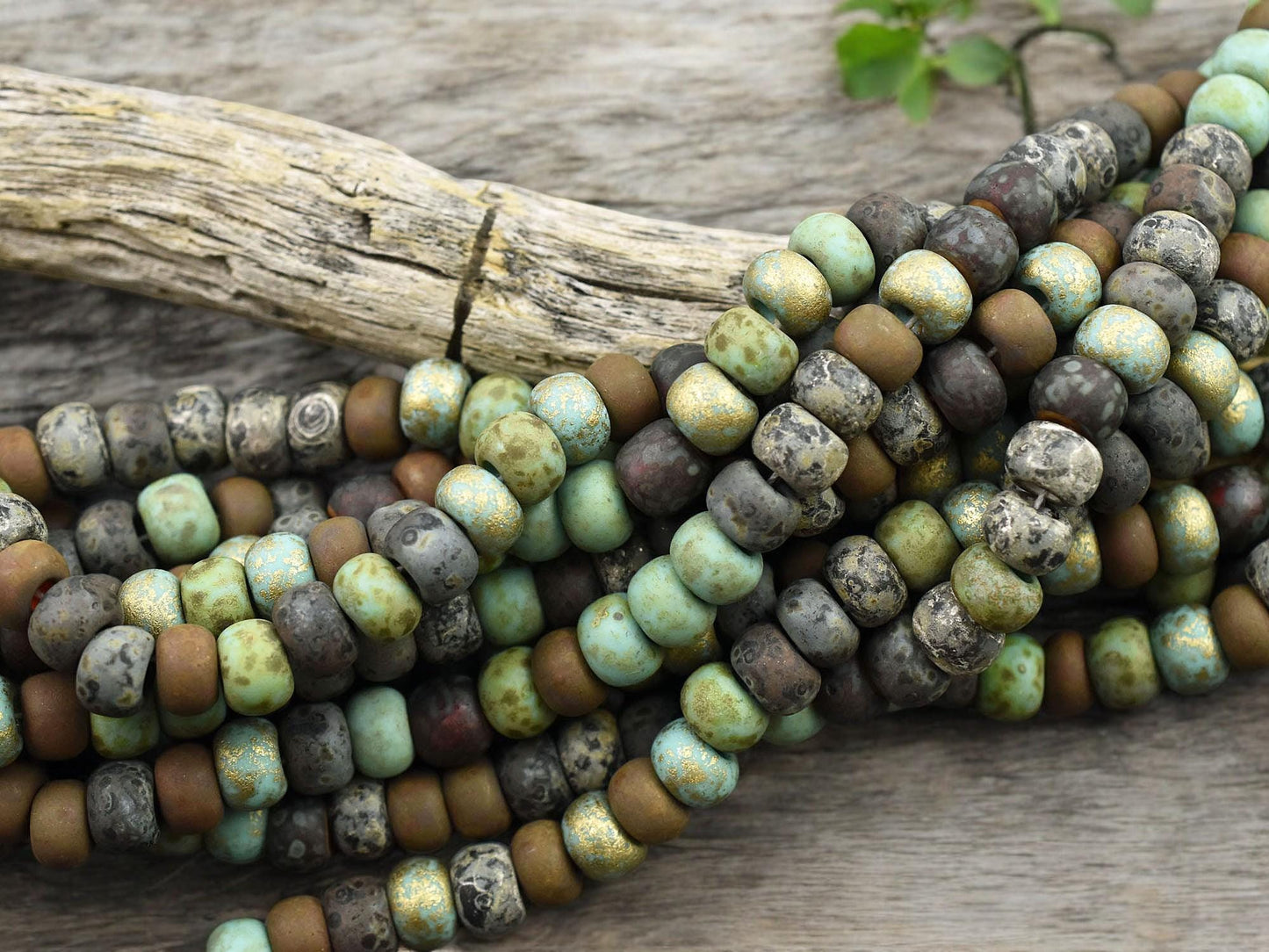 Aged Sead Beads - Picasso Beads - Large Seed Beads - 31/0 - Czech Glass Beads - 7mm Beads - Large Hole Beads - 17" Strand - (2389)