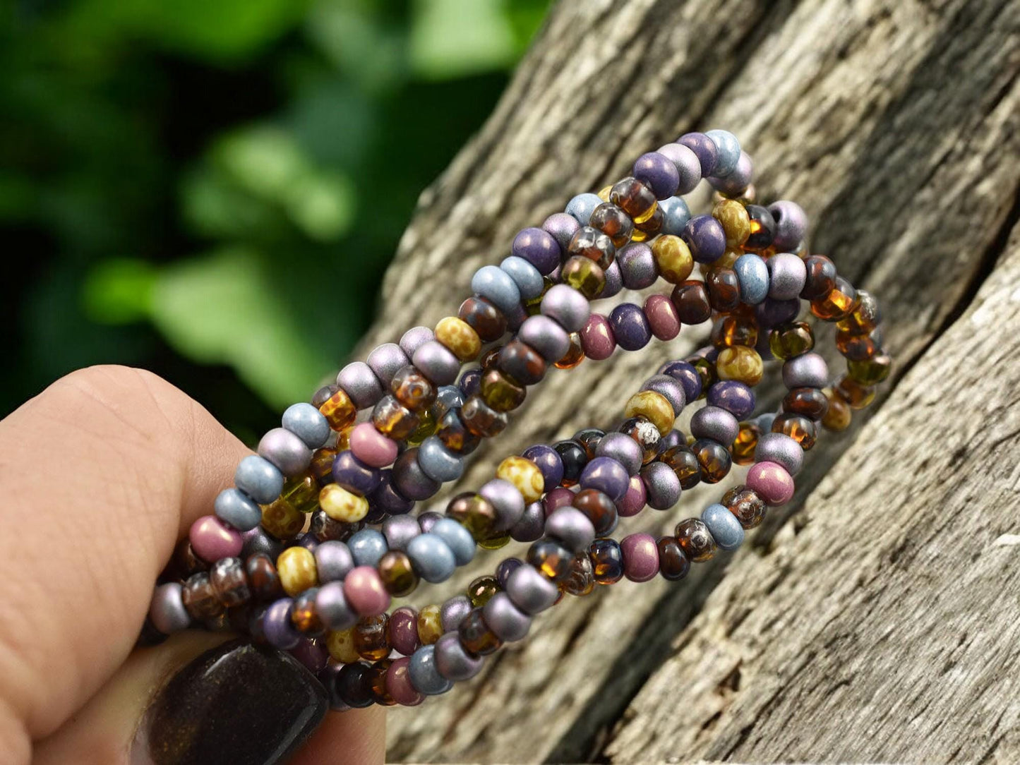 Aged Picasso Beads - Picasso Seed Beads - Size 6 Seed Beads - Czech Glass Beads - 6/0 - 21" Strand - (A405)