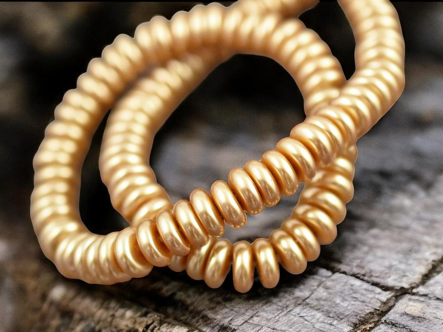 8x3mm Gold Celestial Pearl Rondelle Beads (16" Strand)