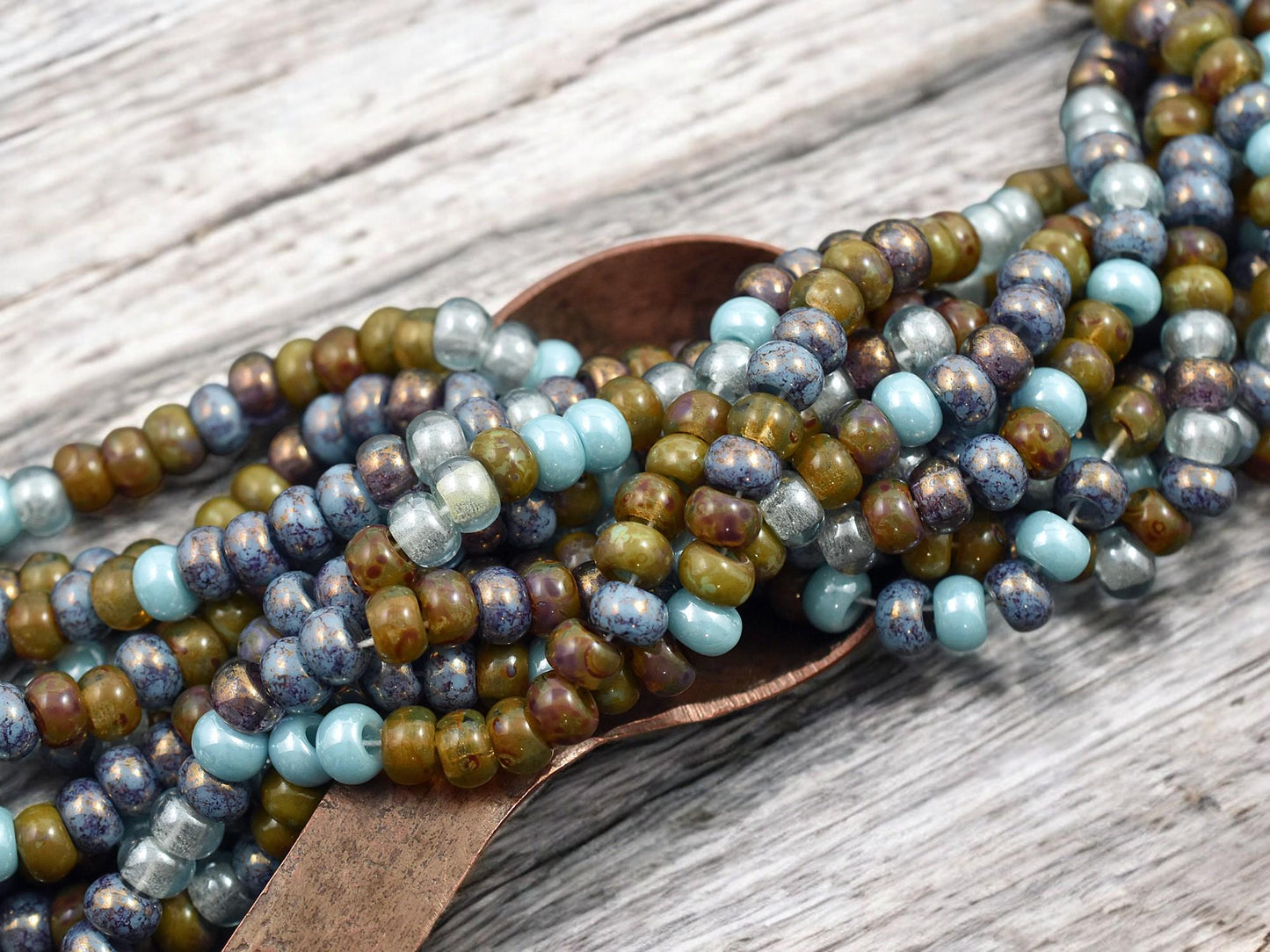 Aged Picasso Beads - Large Seed Beads - 2/0 - Large Hole Beads - Size 2 Beads - 22" Strand - (A149)