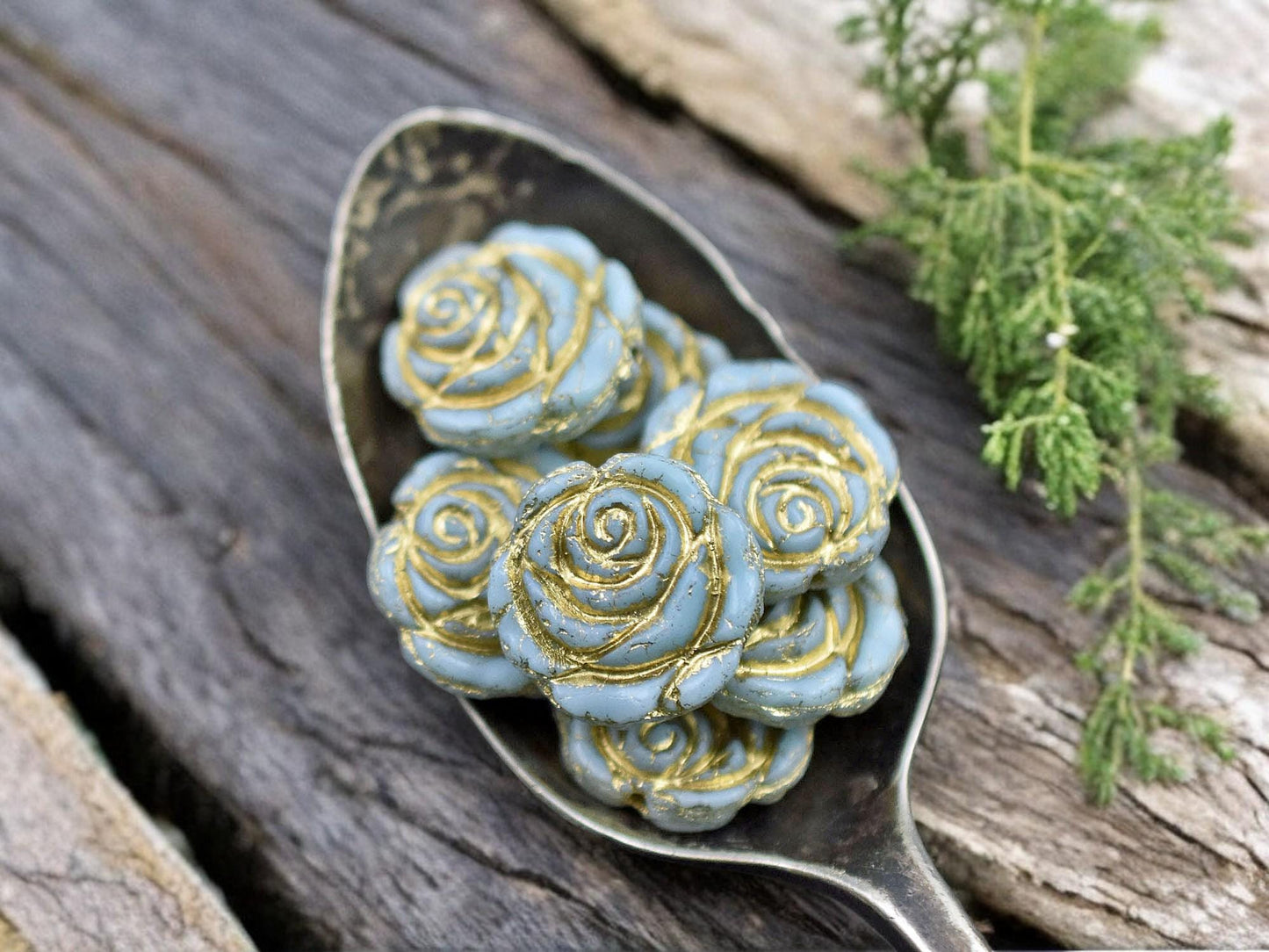 Flower Beads - Czech Glass Beads - Rose Beads - Floral Beads - Picasso Beads - 10pcs - 14mm - (2081)