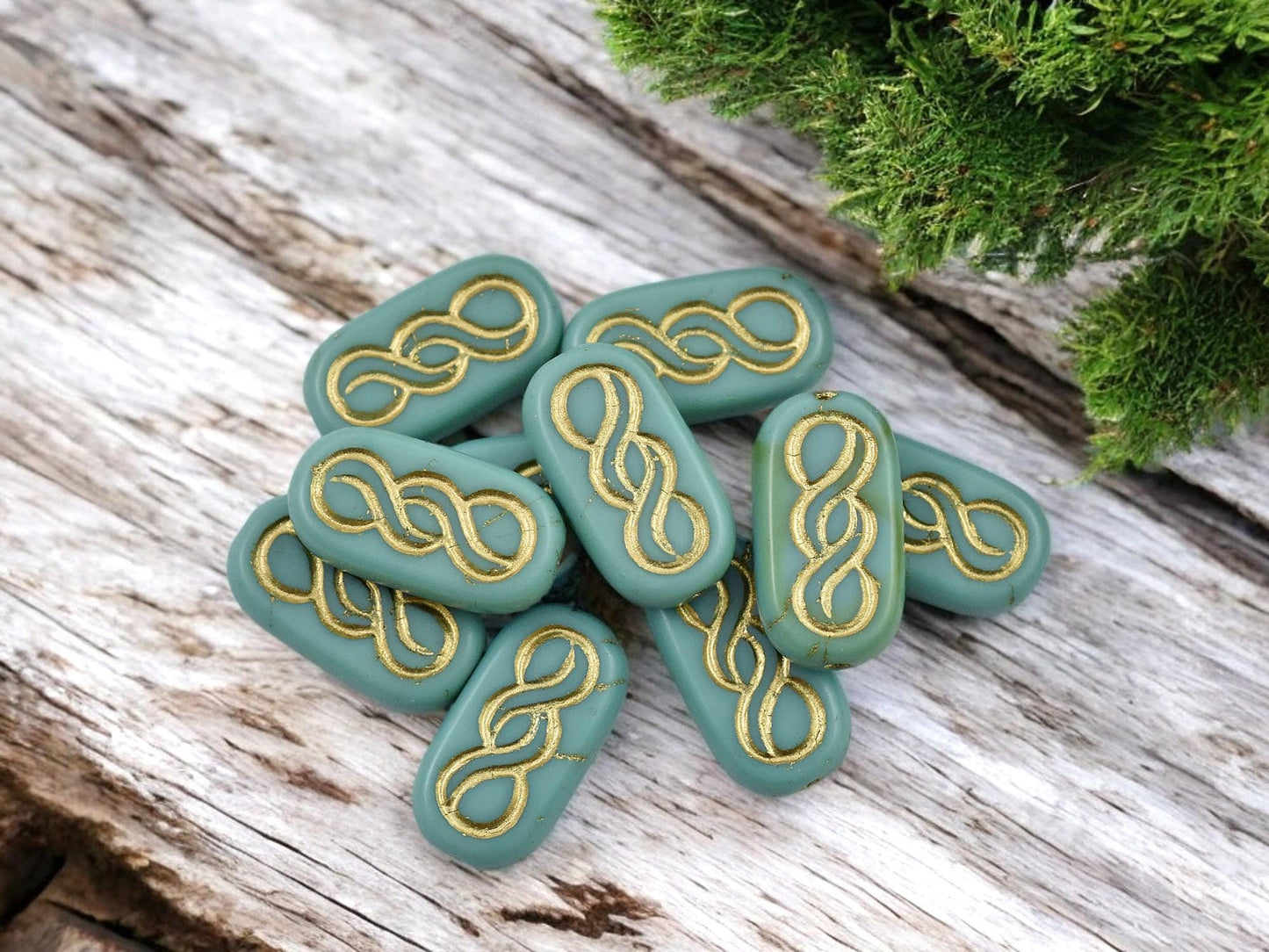 Czech Glass Beads - Infinity Beads - Oval Beads - 18x9mm - 10pcs - (2463)