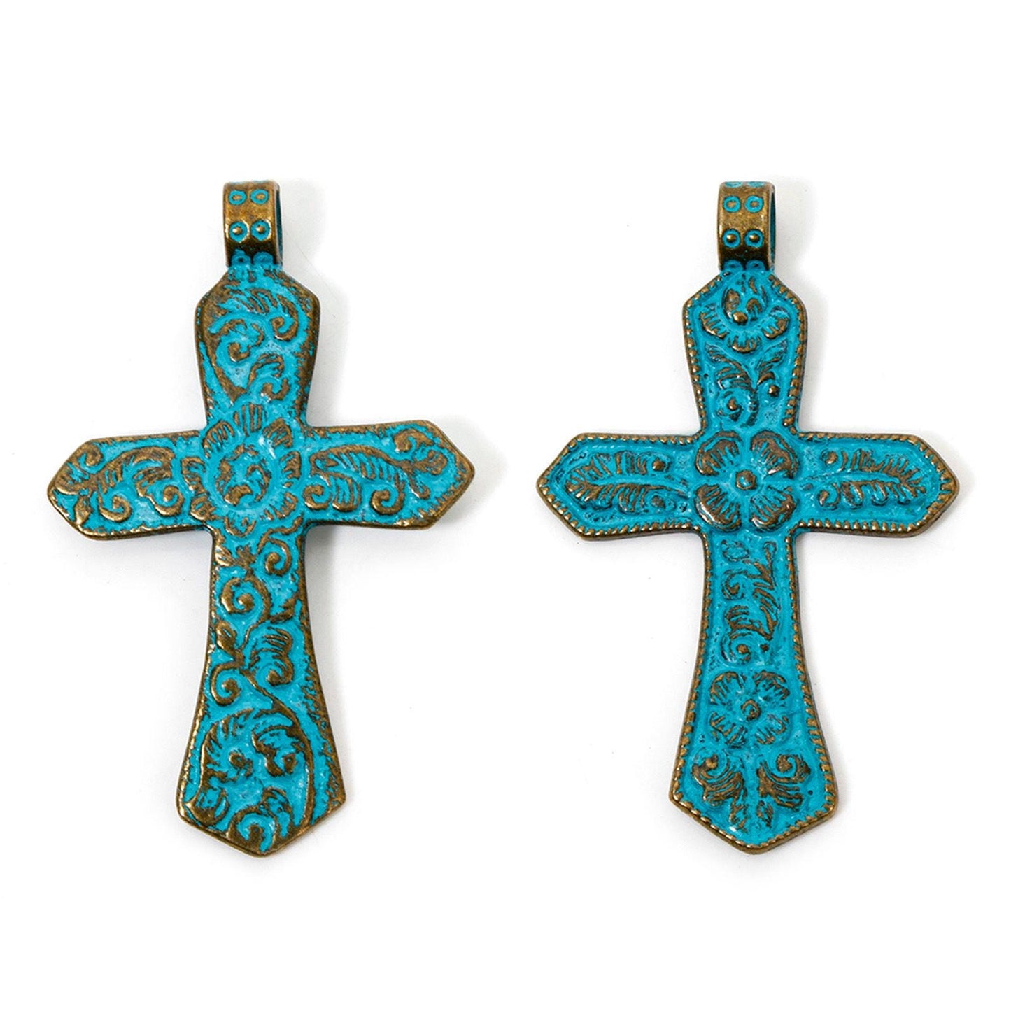 Cross Pendant - Religious Pendant - Metal Pendant - Patina Pendant - 71x44mm - 2pcs - (A138)