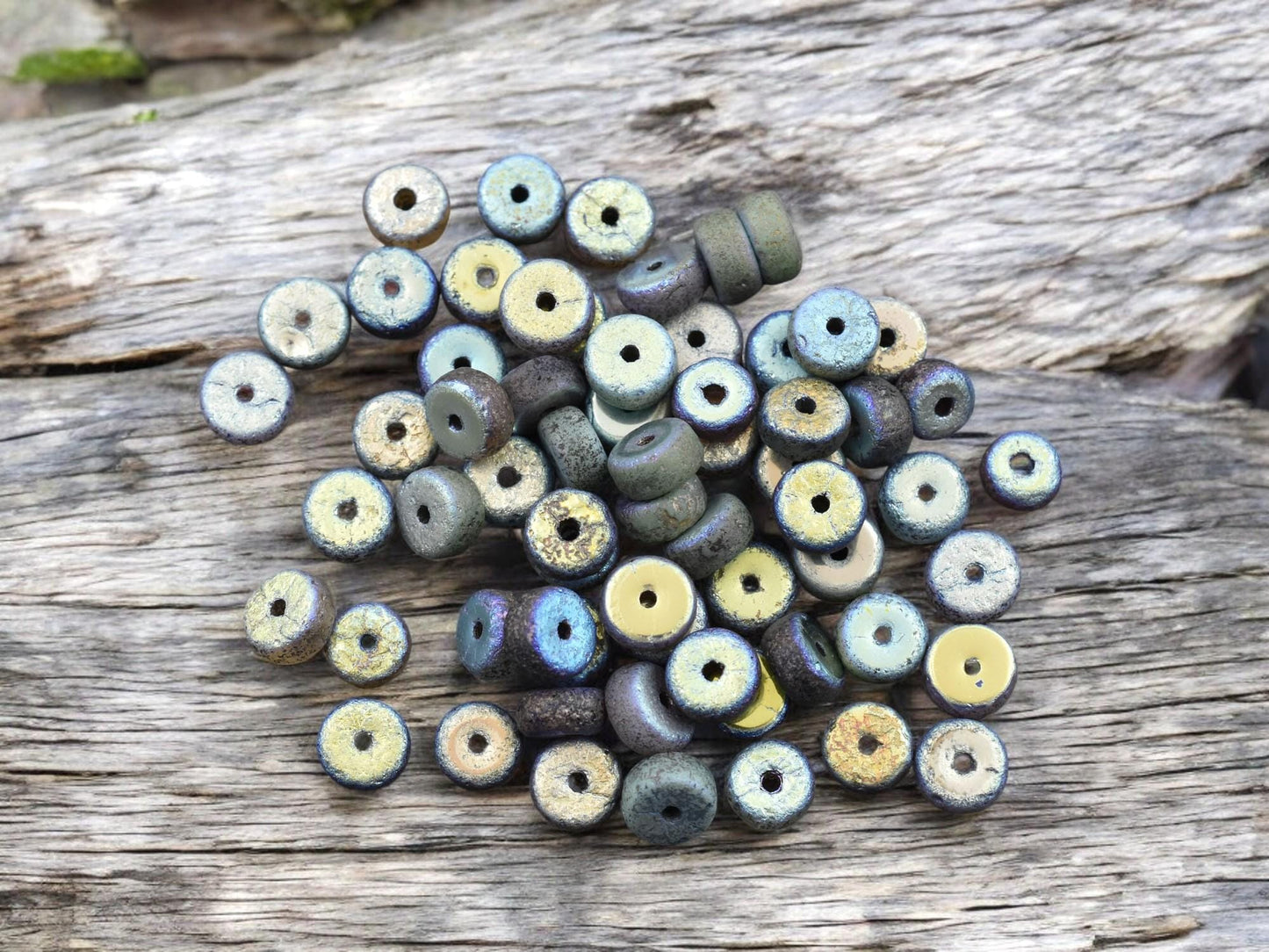 Czech Glass Beads - Heishi Beads - Picasso Beads - Spacer Beads - Rondelle Beads - 6x3mm - 50pcs - (3590)