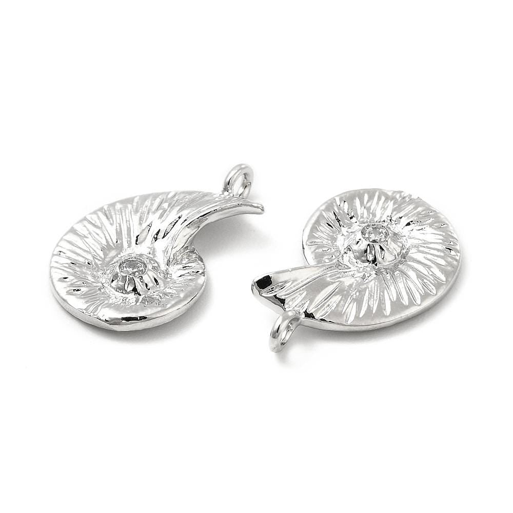 Shell Charms - Gold Charms - Platinum Charms - Metal Charms - Travel Charms - 5pcs - 11x17x3mm