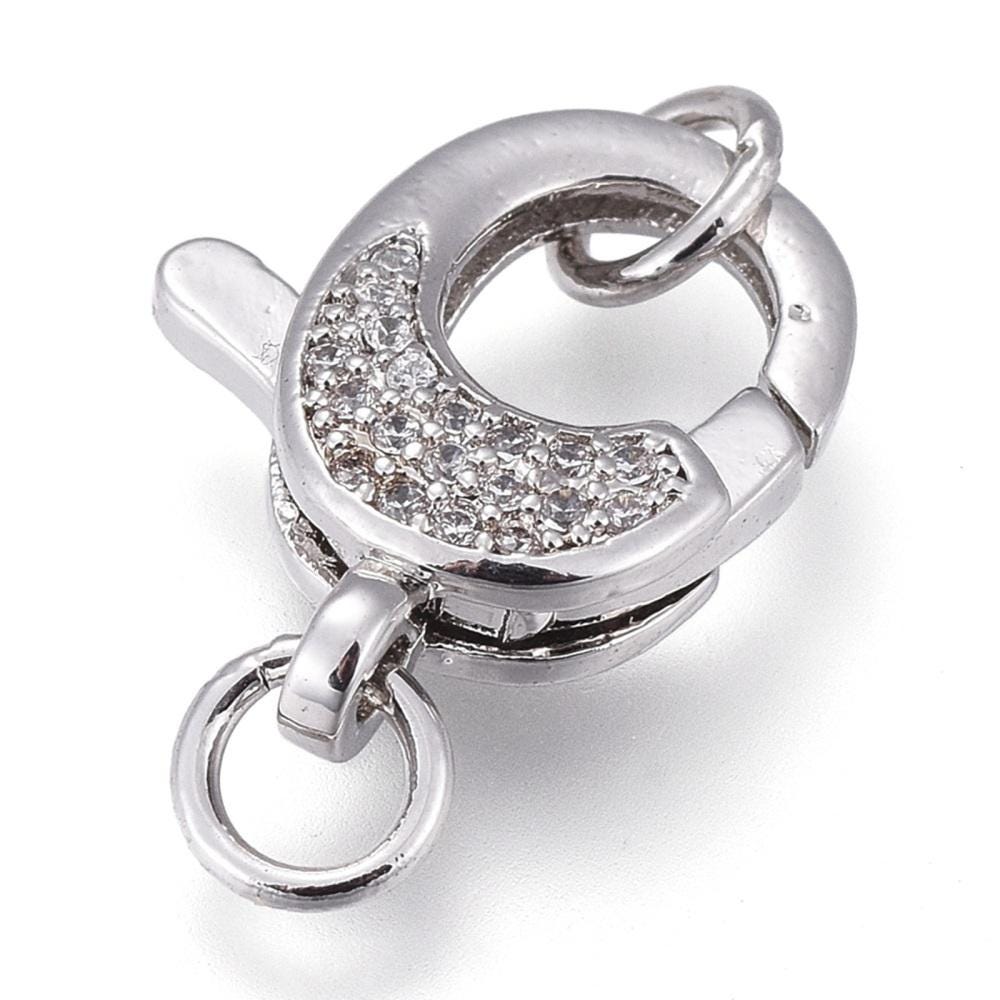 Pave Lobster Clasp - Rhinestone Clasp - Lobster Claw - Metal Clasps - CZ Clasps - 1pc - 16x12mm