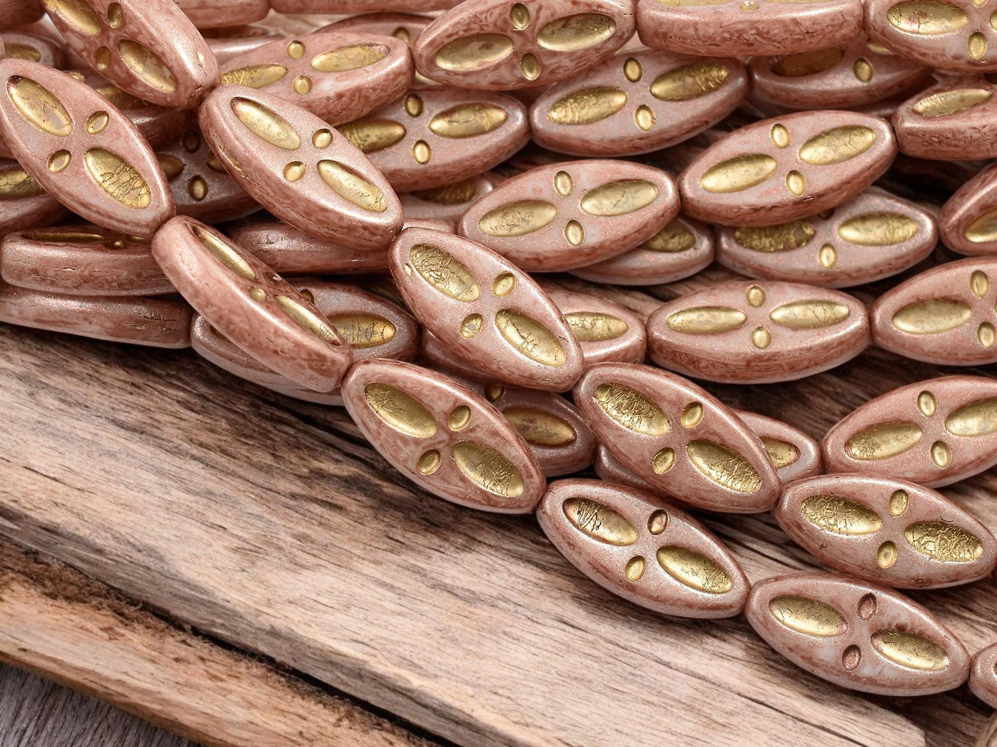 Czech Glass Beads - Marquise Beads - Picasso Beads - Spindle Beads - 20x8mm - 10pcs - (B124)