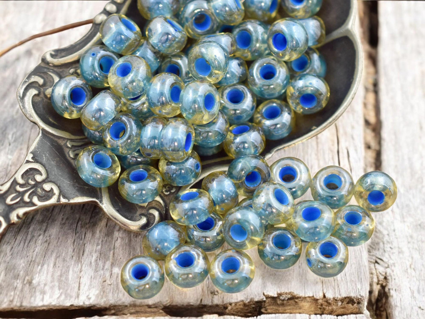 50G Blue Lined Topaz Czech 2/0 Seed Beads