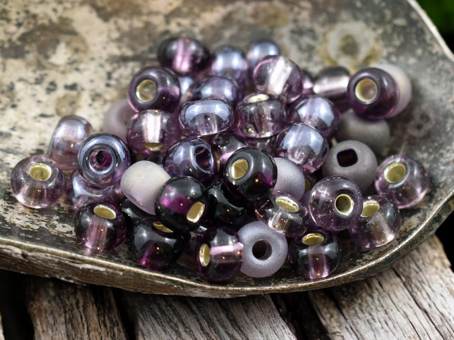 50G Mixed Purple Czech 2/0 Seed Beads