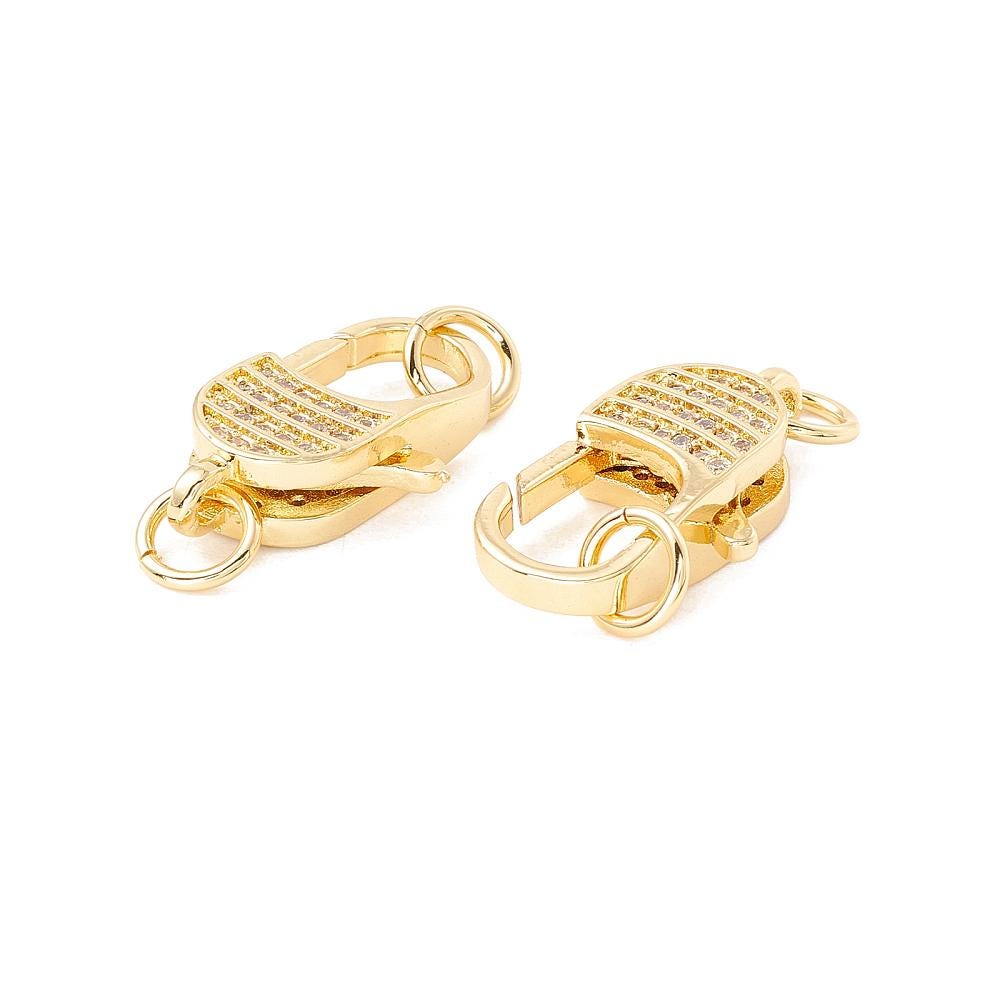 Pave Lobster Clasp - Rhinestone Clasp - Lobster Claw - Metal Clasps - Gold Clasps - 1pc - 21x12mm - (B786)