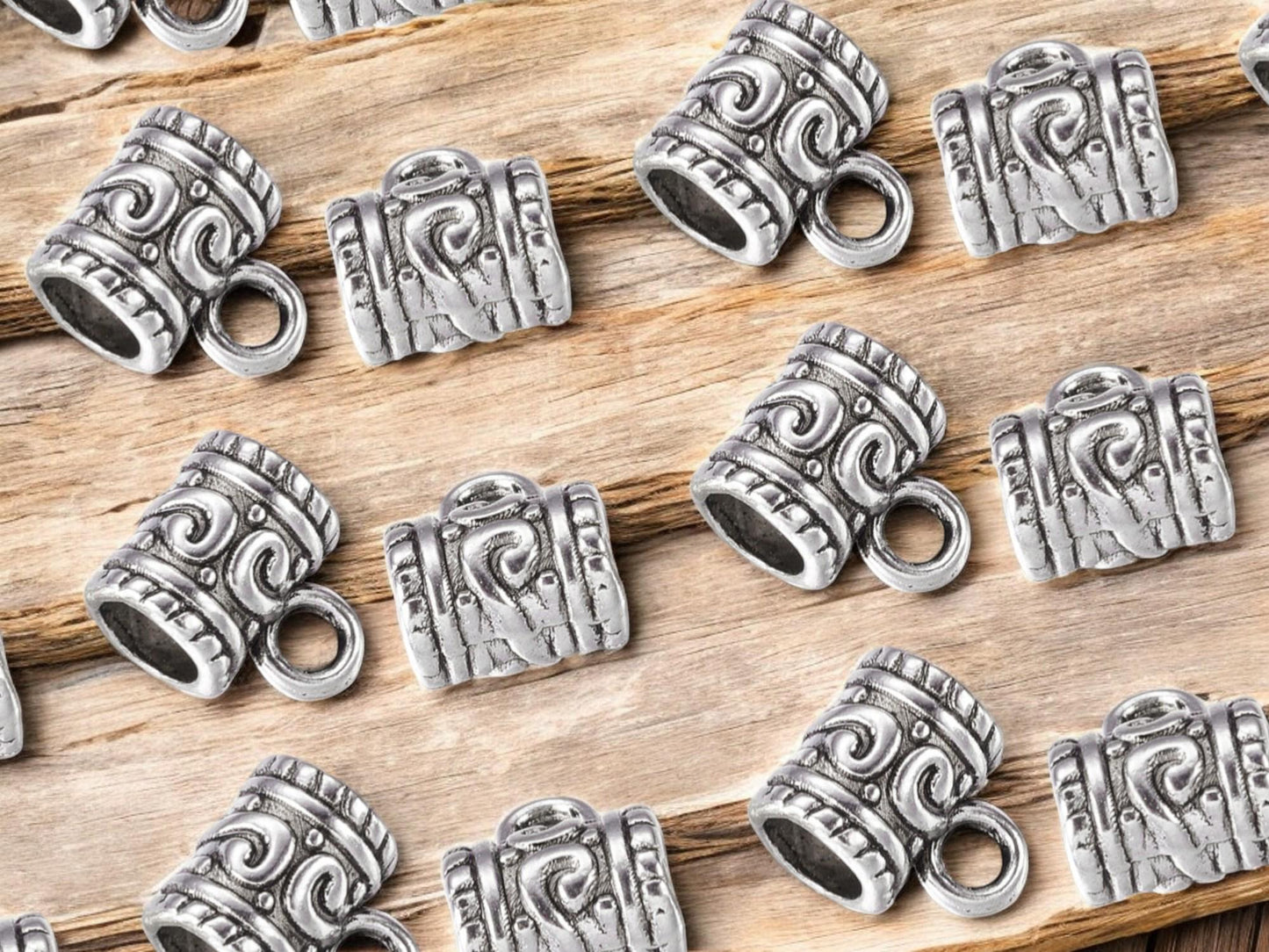 Charm Hanger - Metal Bails - Silver Bails - Bails For Jewelry - Jewelry Bail - Metal Findings - 9x7mm - 25pcs - (B995)