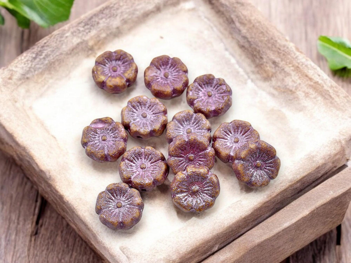 Flower Beads - Czech Glass Beads - Czech Glass Flowers - Picasso Beads - 12mm - 12pcs - (B398)