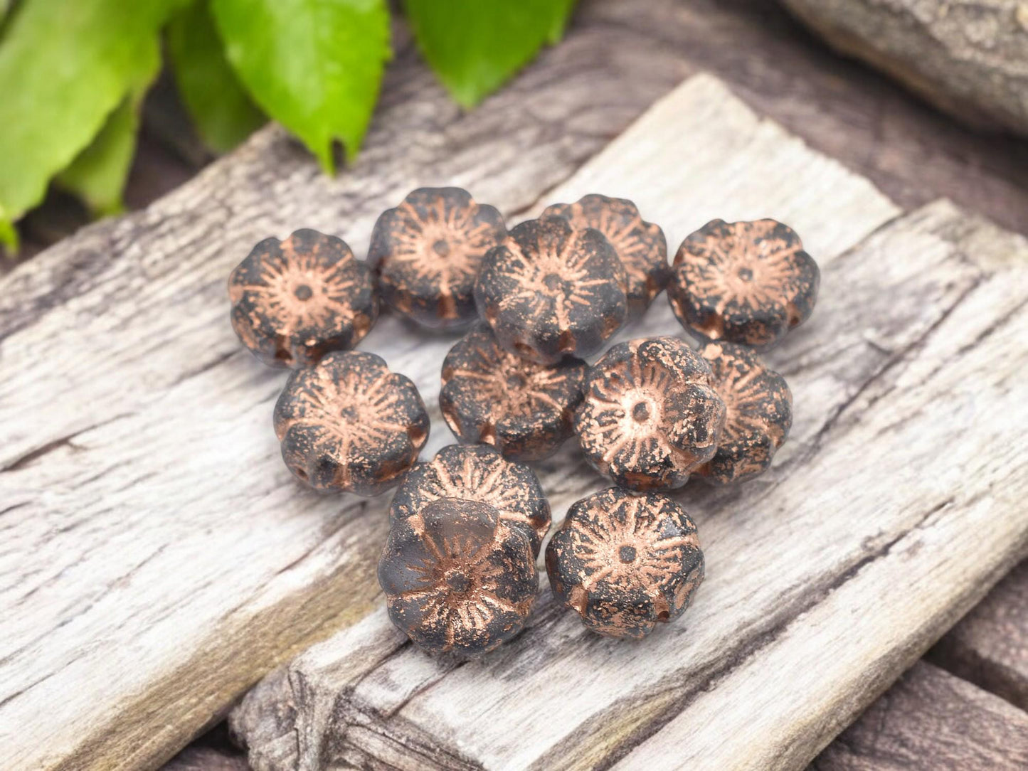 Czech Glass Beads - Flower Beads - Czech Glass Flowers - Picasso Beads - 12mm - 12pcs - (A99)