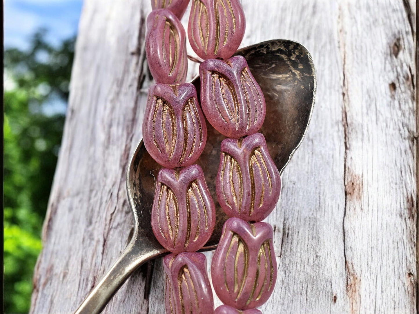 Czech Glass Beads - Flower Beads - Floral Beads - Pink Beads - 16x11mm - 10pcs - (3212)