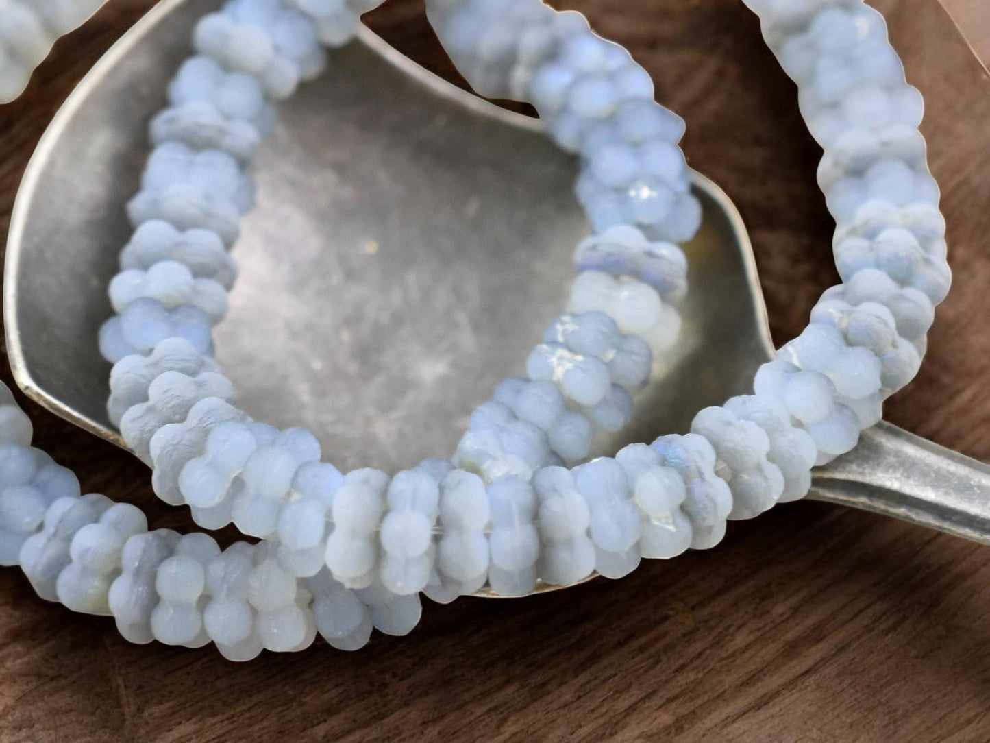 *50* 5mm Matte Etched Grey AB Forget Me Not Rondelle Daisy Beads