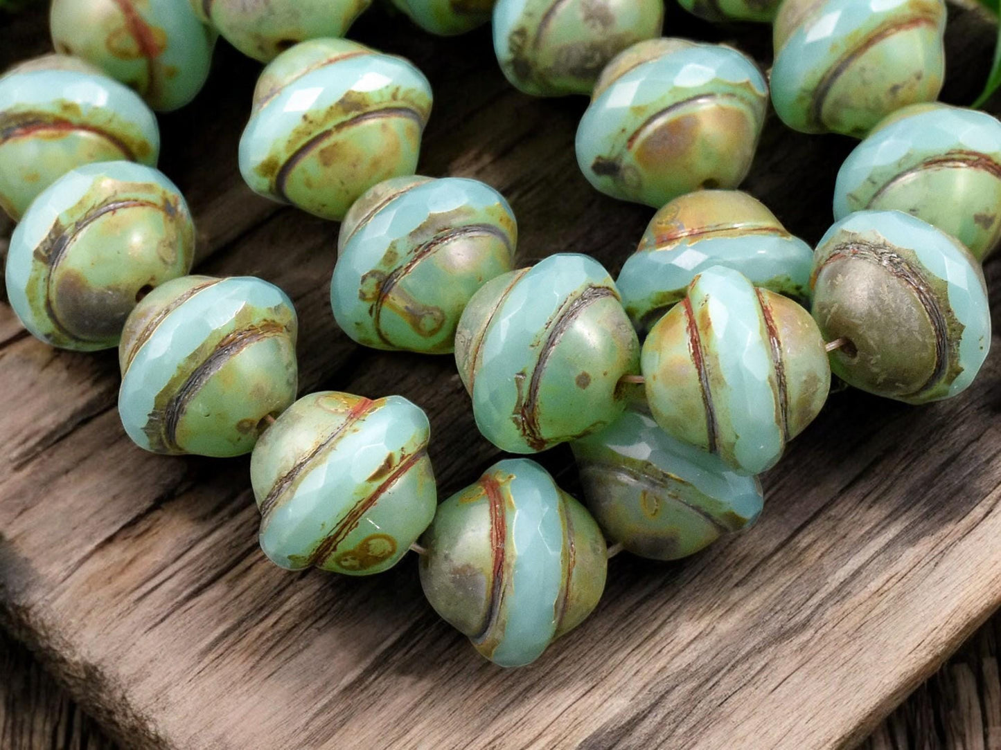 Aqua Opal Picasso Saturn Beads - Choose Your Size