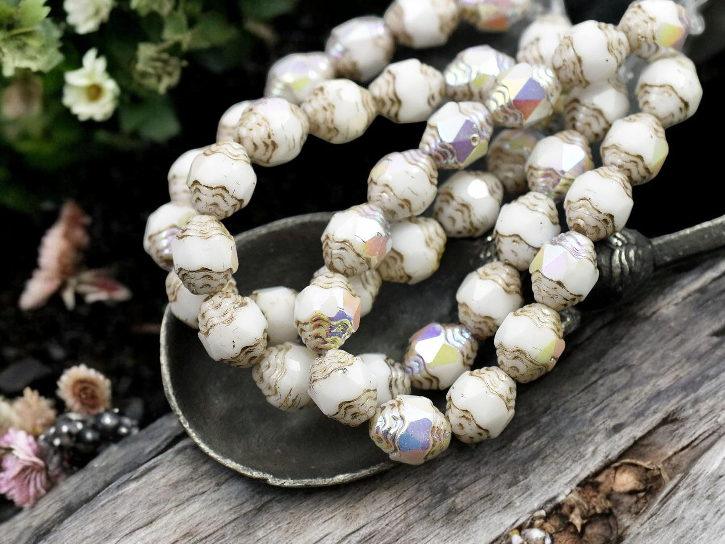 Picasso Beads - Czech Glass Beads - Cathedral Beads - Fire Polish Beads - Turbine Beads - 6x8mm - 15pcs - (B939)