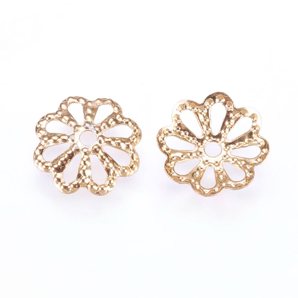 Gold Bead Caps - 8mm Bead Caps - Metal Bead Caps - Metal Beads - Gold Beads - Bead Findings - 50pc - (2213)