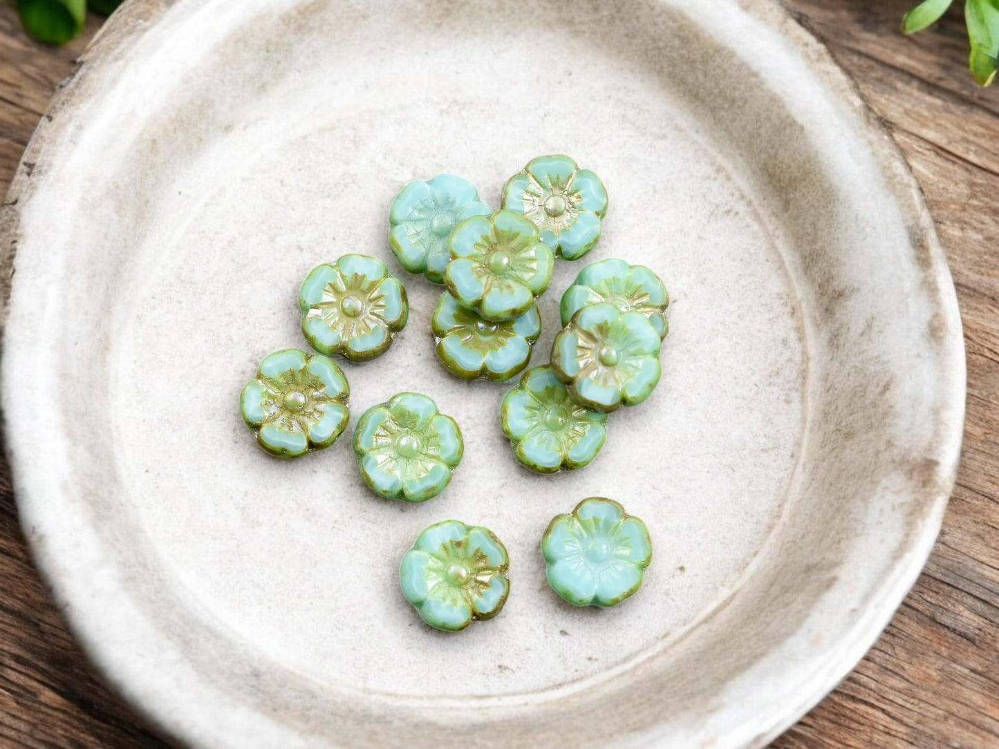 Czech Glass Beads - Hawaiian Flowers - Picasso Beads - Flower Beads - Hibiscus Flower - 10mm - 12pcs - (4473)