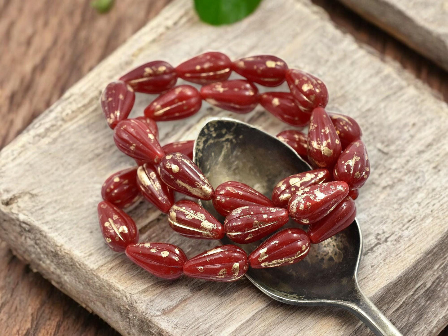 Czech Glass Beads - Melon Beads - Teardrop Beads - Picasso Beads - Drop Beads - 10pcs - 13x8mm - (3206)