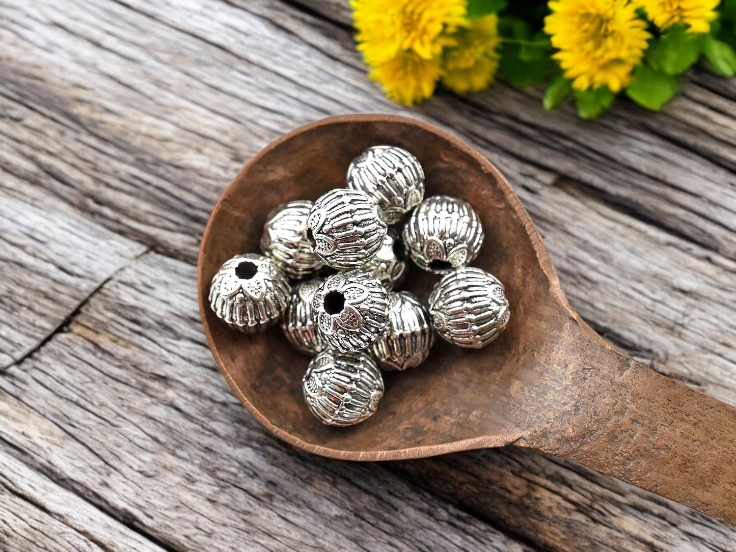 Metal Beads - Spacer Beads - Antique Silver Beads - Silver Spacers - Metal Spacers - 9x10mm - Choose Your Qty