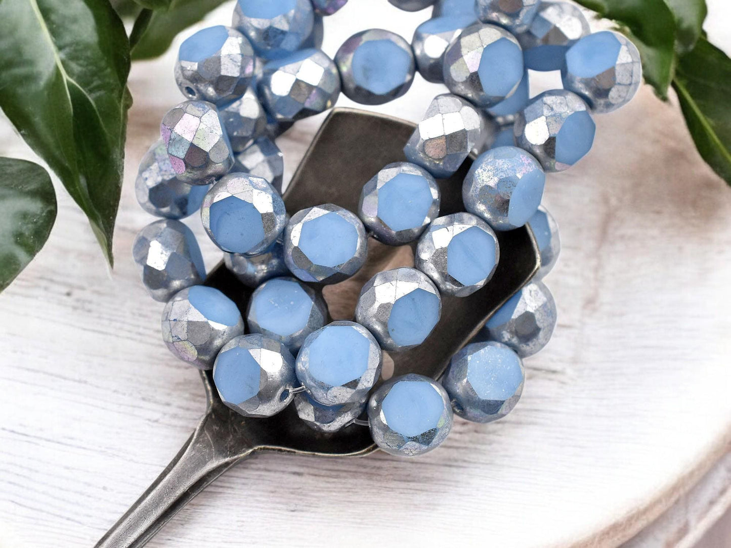 Czech Glass Beads - 2 Cut Beads - Table Cut Beads - Fire Polish Beads - Picasso Beads - 8mm - 15pcs - (3364)