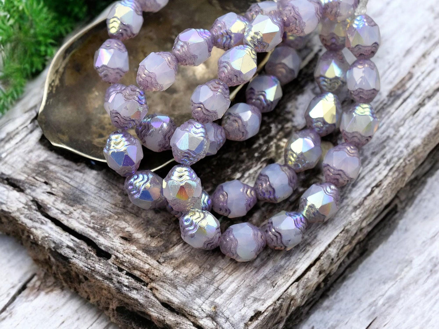 Czech Glass Beads - Cathedral Beads - Fire Polish Beads - Picasso Beads - Turbine Beads - 6x8mm - 15pcs - (2965)