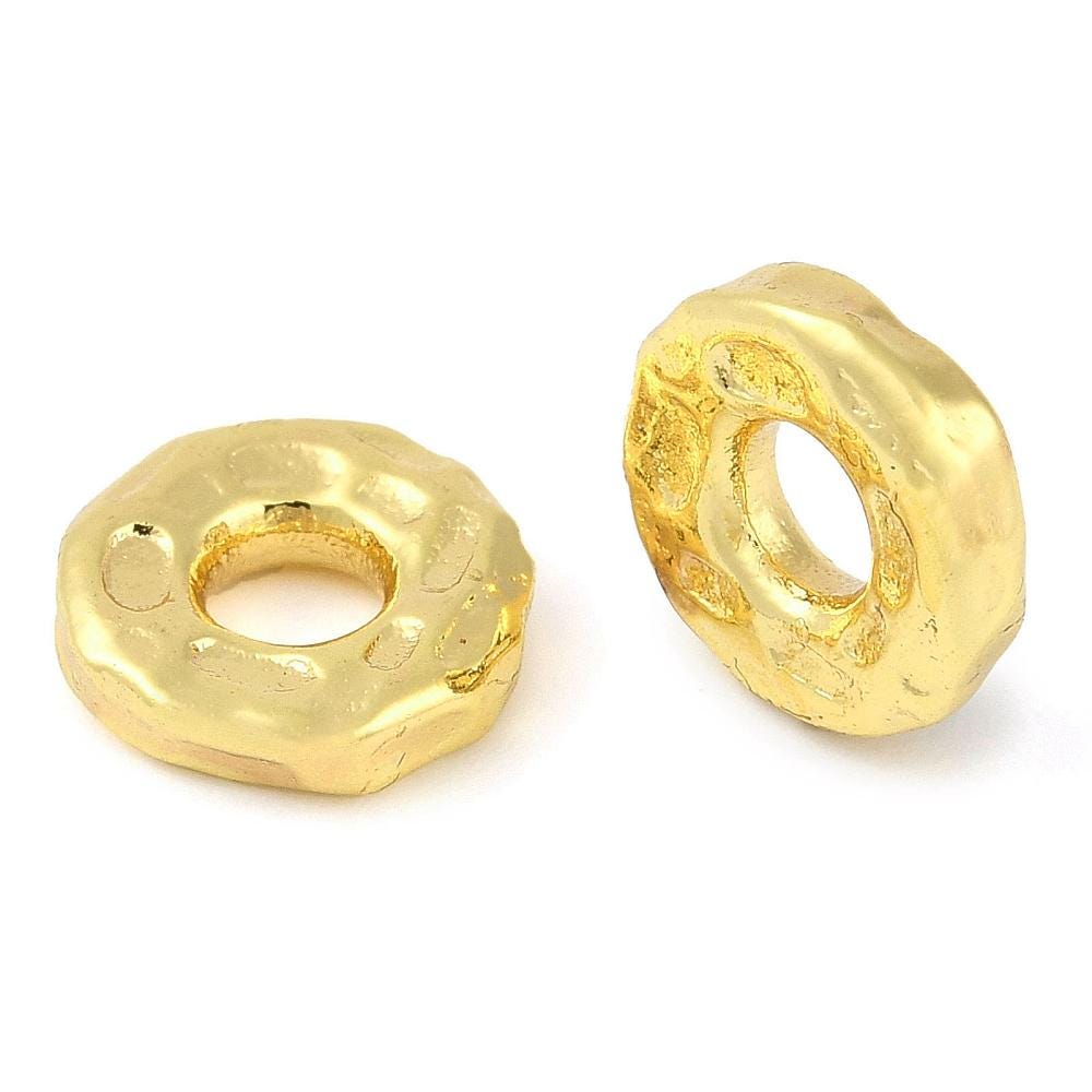 Metal Beads - Metal Spacers - Hammered Gold Spacer Beads - Rondelle Spacers - Gold Spacers - 15pcs - Choose Your Size