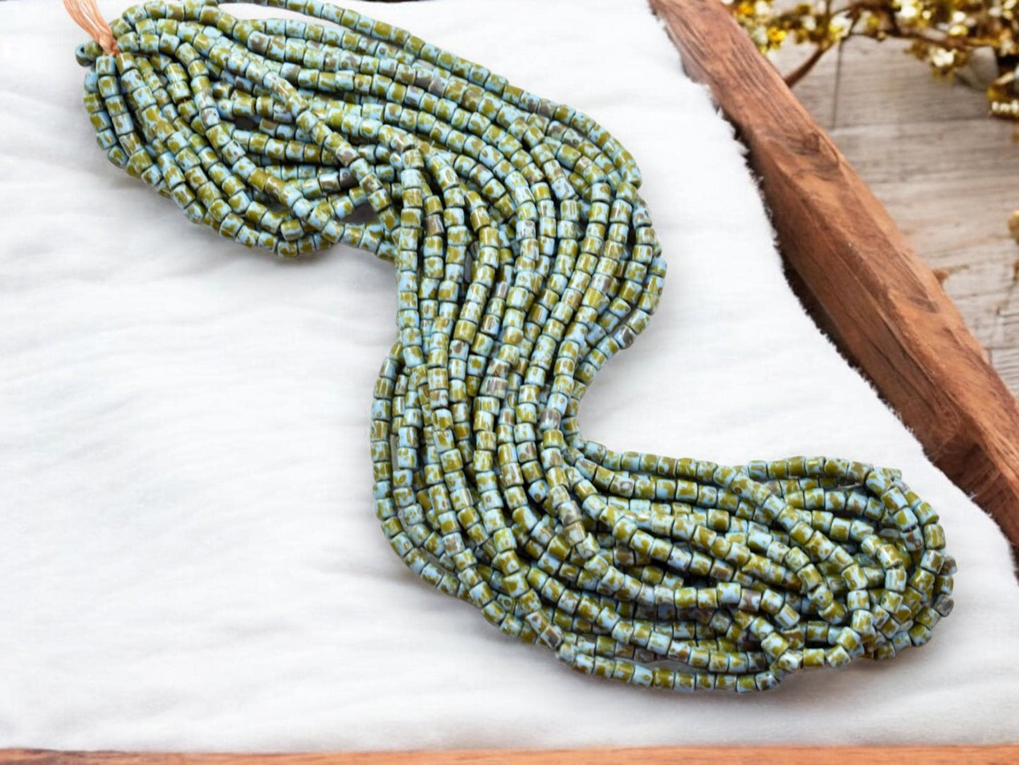 Aged Picasso Beads - Picasso Beads - Czech Glass Beads - Seed Beads - 4mm - 19" Strand - (3180)