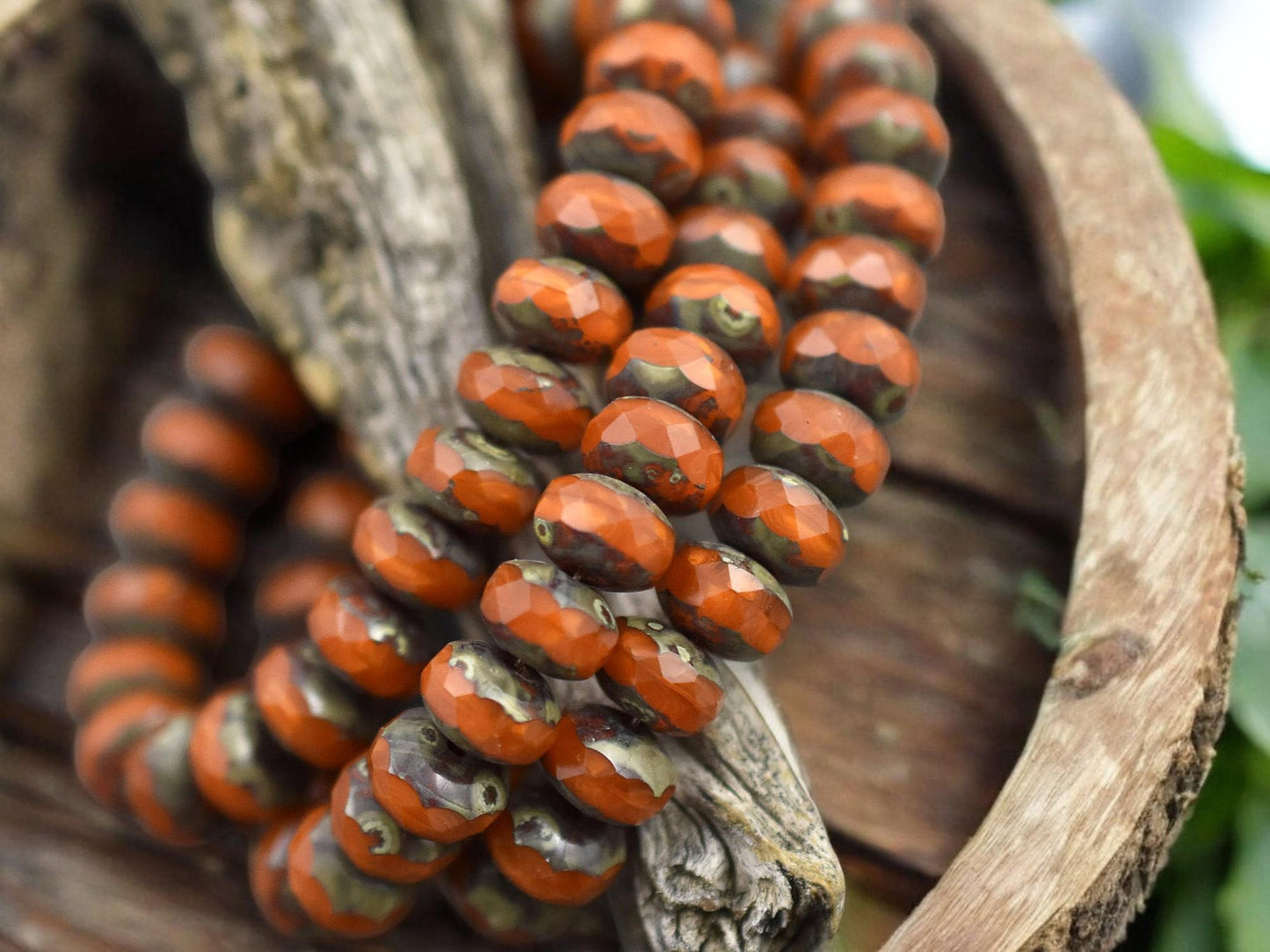 *25* 5x7mm Orange Goldenrod Picasso Fire Polished Rondelle Beads