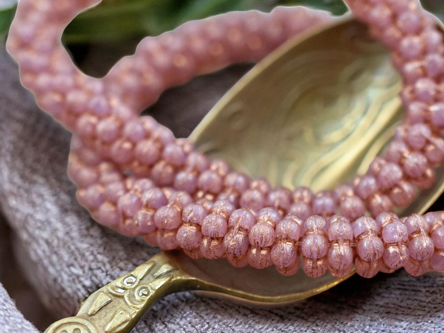 *50* 5mm Copper Washed Dusty Pink Forget Me Not Rondelle Daisy Beads