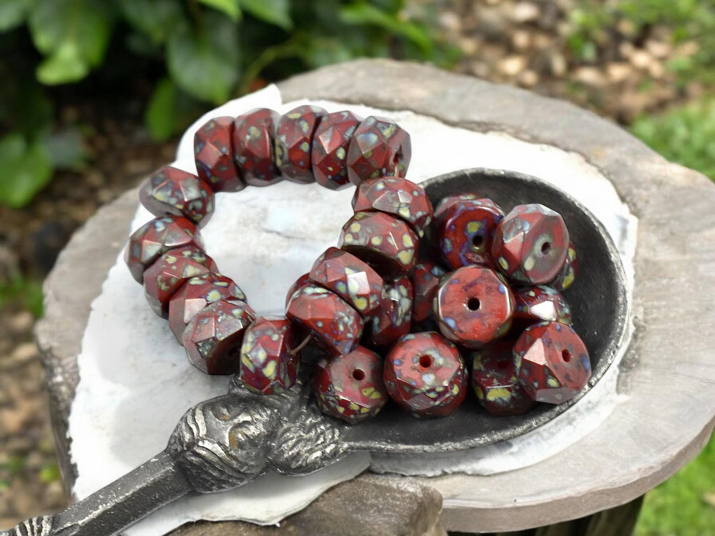 Picasso Beads - Heishi Beads - Czech Glass Beads - Fire Polished Beads - Rondelle Beads - 6x4mm - 15pcs - (2567)