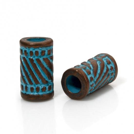 Metal Beads - Patina Beads - Large Hole Beads - Spacer Beads - Metal Spacers - 11x6mm - 50pcs - (A605)