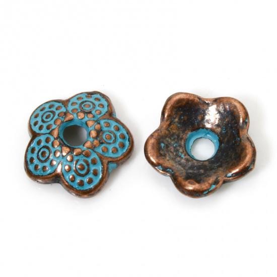 Metal Bead Caps - Patina Bead Caps - Copper Bead Caps - 9mm Bead Caps - Metal Beads - Copper Spacers - Spacer Beads - 100pcs - (2864)