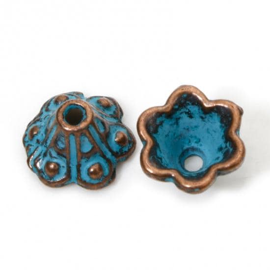 Metal Bead Caps - Patina Bead Caps - Copper Bead Caps - 9mm Bead Caps - Metal Beads - Copper Spacers - Spacer Beads - 100pcs - (B632)