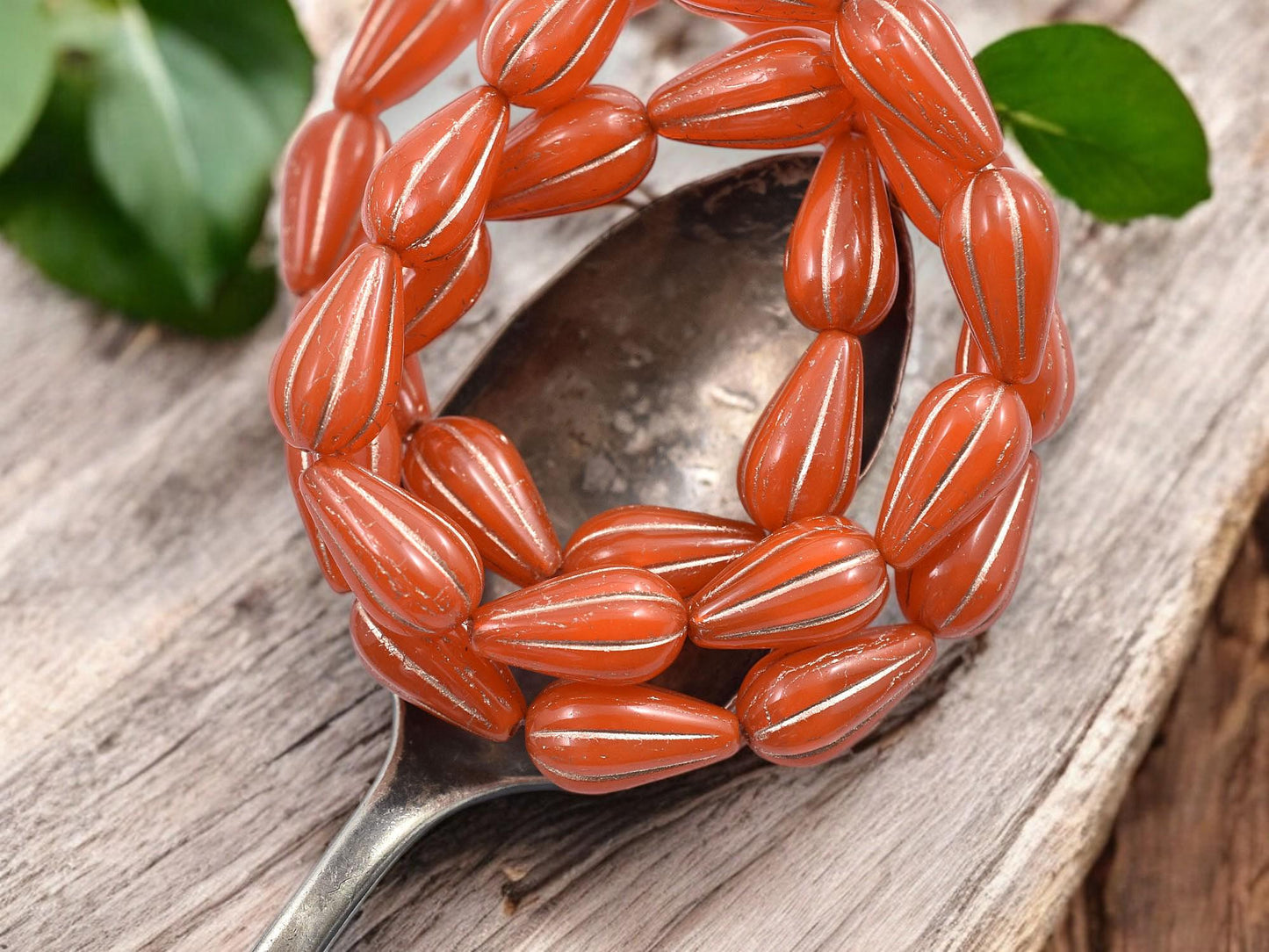 Czech Glass Beads - Melon Beads - Teardrop Beads - Picasso Beads - Drop Beads - 10pcs - 13x8mm - (1830)